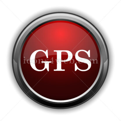 GPS icon. Red glossy web icon with shadow - Icons for website