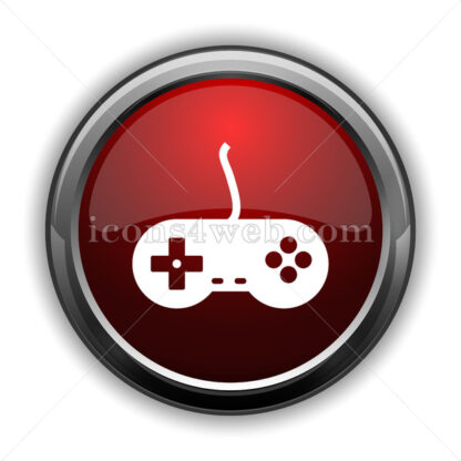 Gamepad icon. Red glossy web icon with shadow - Icons for website