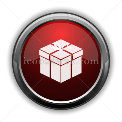 Gift icon. Red glossy web icon with shadow - Icons for website