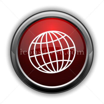 Globe icon. Red glossy web icon with shadow - Icons for website