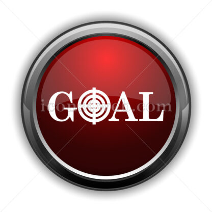 Goal icon. Red glossy web icon with shadow - Icons for website
