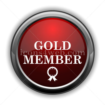 Gold member icon. Red glossy web icon with shadow - Website icons
