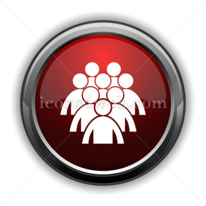 Group of people icon. Red glossy web icon with shadow - Icons for website