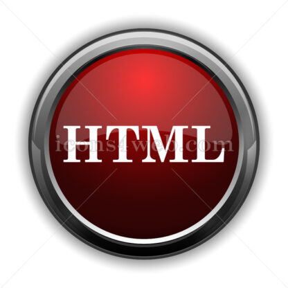 HTML icon. Red glossy web icon with shadow - Icons for website