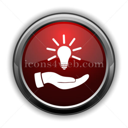 Hand holding lightbulb.Idea icon. Red glossy web icon - Website icons