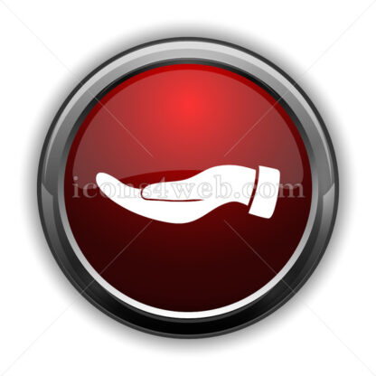 Hand icon. Red glossy web icon with shadow - Icons for website