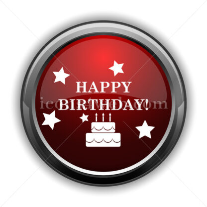 Happy birthday icon. Red glossy web icon with shadow - Website icons