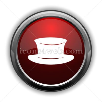 Hat icon. Red glossy web icon with shadow - Icons for website