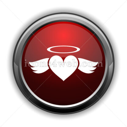 Heart angel icon. Red glossy web icon with shadow - Icons for website