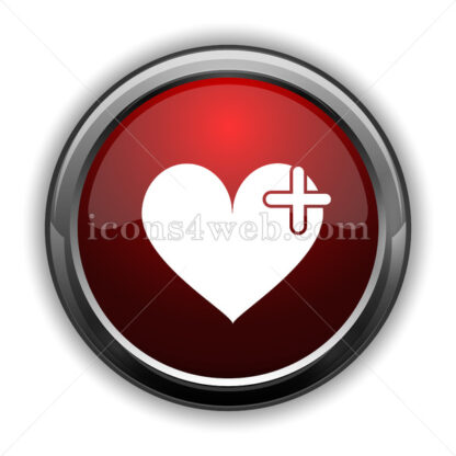 Heart with cross icon. Red glossy web icon with shadow - Icons for website