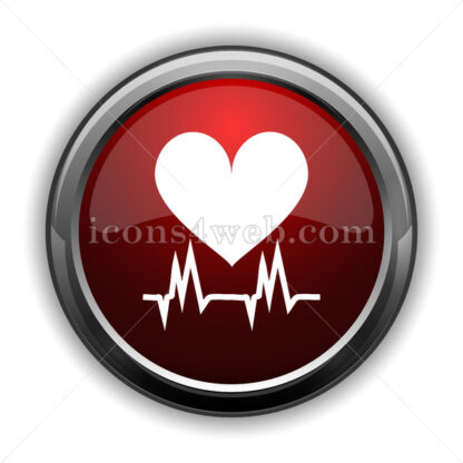 Heartbeat icon. Red glossy web icon with shadow - Website icons