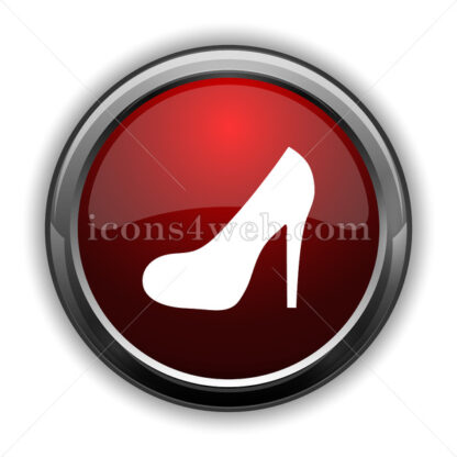 High heel icon. Red glossy web icon with shadow - Icons for website