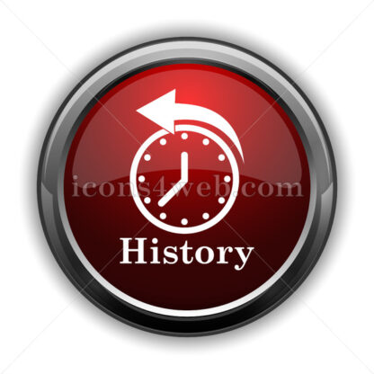 History icon. Red glossy web icon with shadow - Icons for website