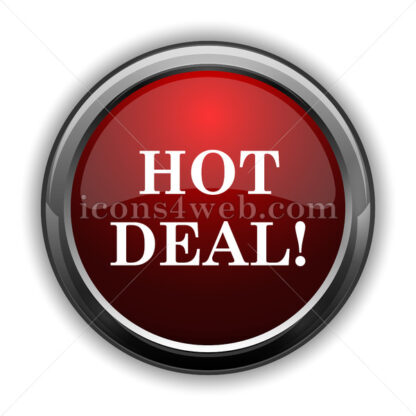 Hot deal icon. Red glossy web icon with shadow - Icons for website