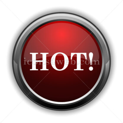 Hot icon. Red glossy web icon with shadow - Icons for website