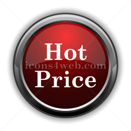 Hot price icon. Red glossy web icon with shadow - Icons for website