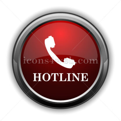 Hotline icon. Red glossy web icon with shadow - Icons for website