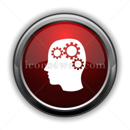 Human intelligence icon. Red glossy web icon with shadow - Icons for website