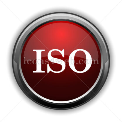 ISO icon. Red glossy web icon with shadow - Icons for website