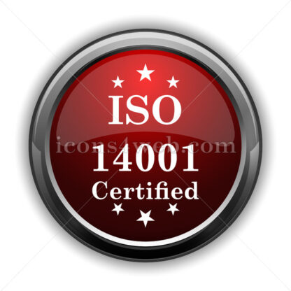 ISO14001 icon. Red glossy web icon with shadow - Icons for website