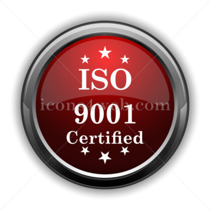 ISO9001 icon. Red glossy web icon with shadow - Icons for website