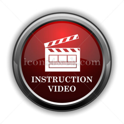 Instruction video icon. Red glossy web icon with shadow - Icons for website