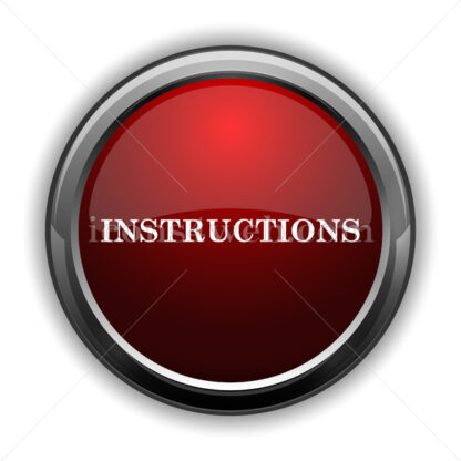 Instructions icon. Red glossy web icon with shadow - Icons for website