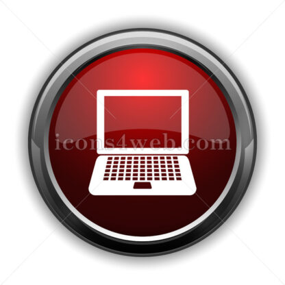 Laptop icon. Red glossy web icon with shadow - Icons for website