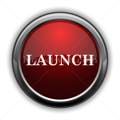 Launch icon. Red glossy web icon with shadow - Icons for website