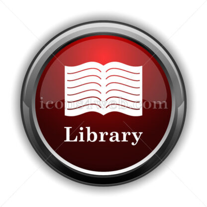 Library icon. Red glossy web icon with shadow - Icons for website