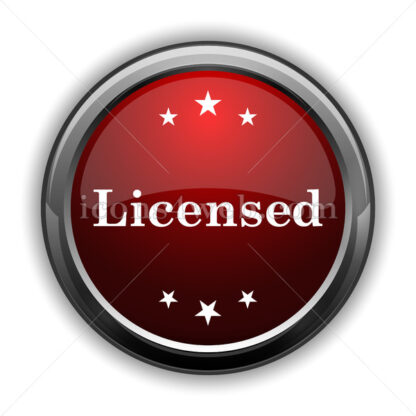 Licensed icon. Red glossy web icon with shadow - Icons for website