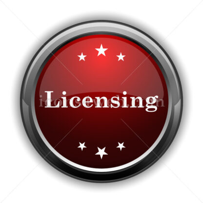 Licensing icon. Red glossy web icon with shadow - Icons for website