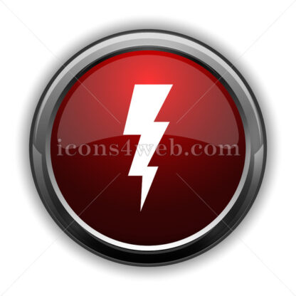 Lightning icon. Red glossy web icon with shadow - Icons for website