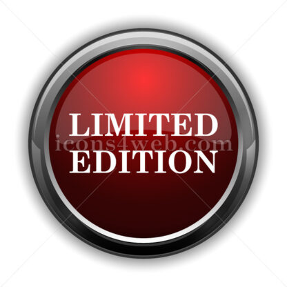 Limited edition icon. Red glossy web icon with shadow - Icons for website