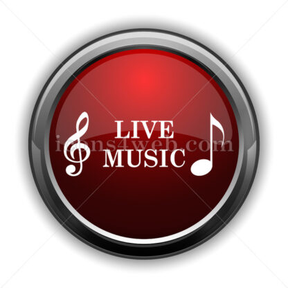 Live music icon. Red glossy web icon with shadow - Icons for website