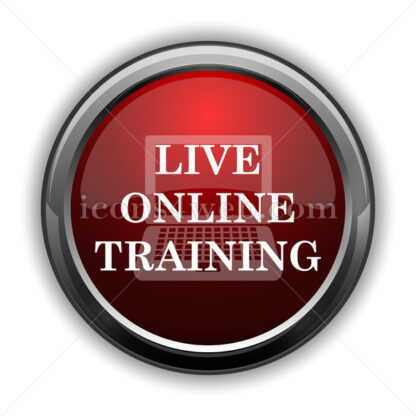 Live online training icon. Red glossy icon with shadow - Website icons