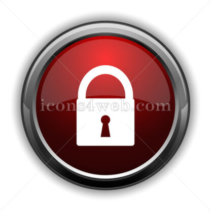 Lock icon. Red glossy web icon with shadow - Icons for website