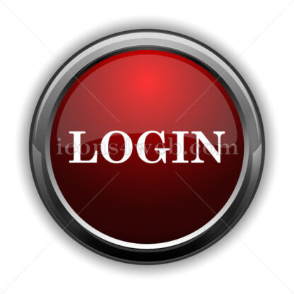Login icon. Red glossy web icon with shadow - Icons for website