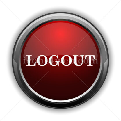 Logout icon. Red glossy web icon with shadow - Icons for website