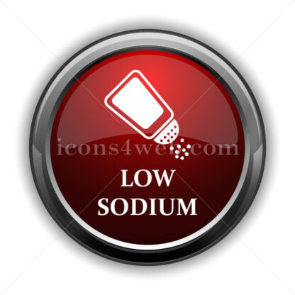 Low sodium icon. Red glossy web icon with shadow - Icons for website