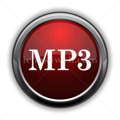 MP3 icon. Red glossy web icon with shadow - Icons for website