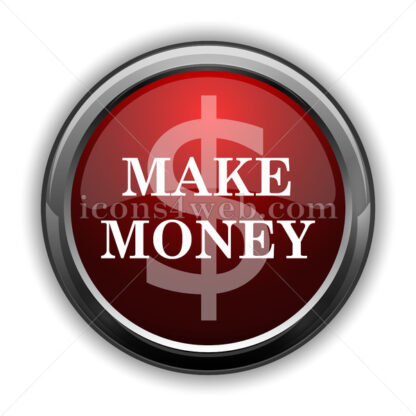 Make money icon. Red glossy web icon with shadow - Icons for website