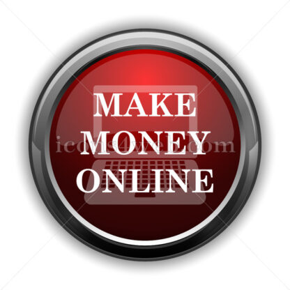Make money online icon. Red glossy web icon with shadow - Website icons