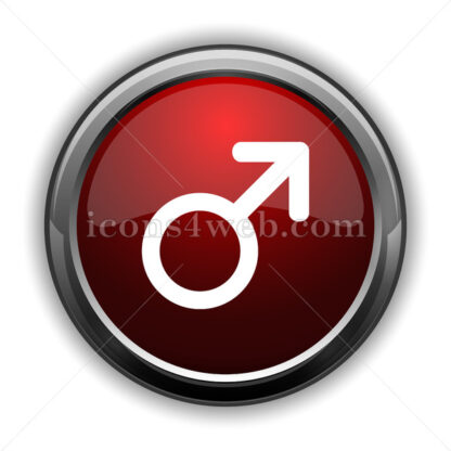 Male sign icon. Red glossy web icon with shadow - Icons for website