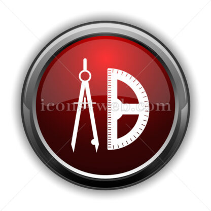 Math icon. Red glossy web icon with shadow - Icons for website