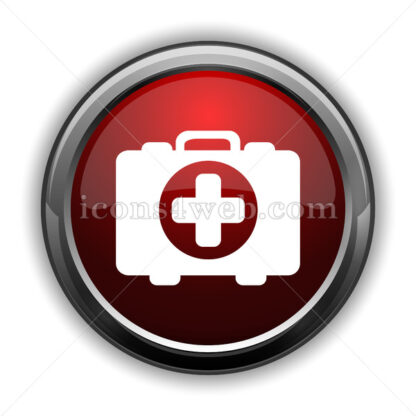 Medical bag icon. Red glossy web icon with shadow - Icons for website