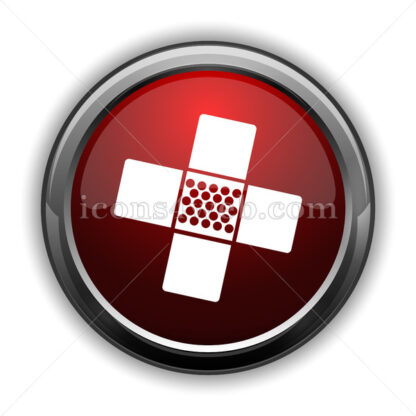 Medical patch icon. Red glossy web icon with shadow - Icons for website