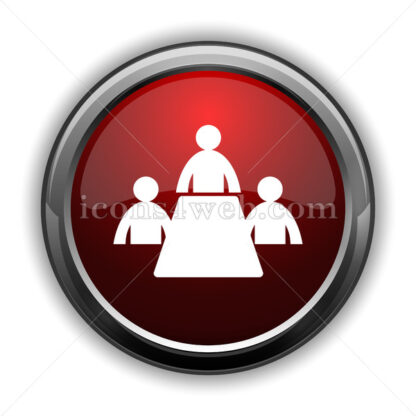 Meeting room icon. Red glossy web icon with shadow - Icons for website