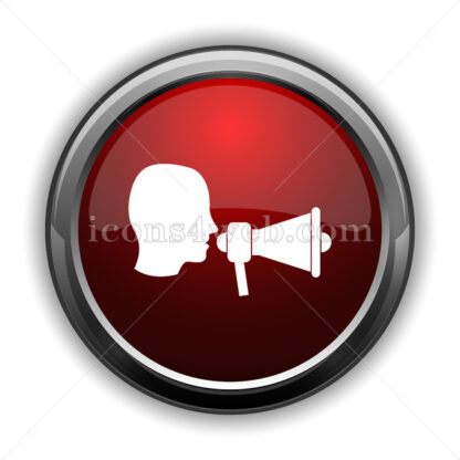 Megaphone icon. Red glossy web icon with shadow - Icons for website