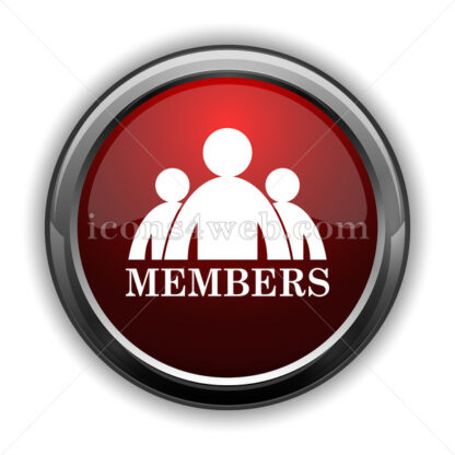 Members icon. Red glossy web icon with shadow - Icons for website